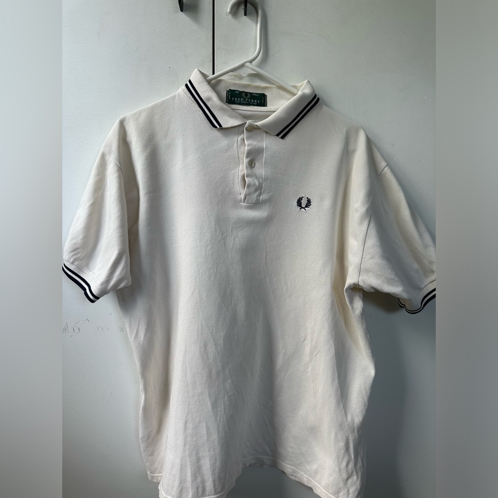 Fred Perry size 48” (XL) Made in England White Polo